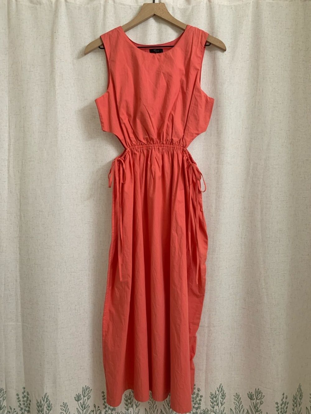 Rails Cotton Yvette Poplin Spiced Coral Sleeveless Side Cut Midi Dress Small - Picture 5 of 11